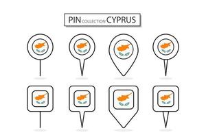 reeks van vlak pin Cyprus vlag icoon in verschillend vormen vlak pin icoon illustratie ontwerp. vector