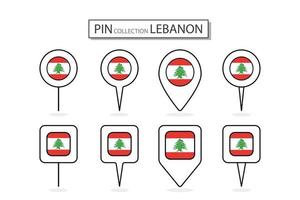 reeks van vlak pin Libanon vlag icoon in verschillend vormen vlak pin icoon illustratie ontwerp. vector