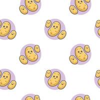 schattig kawaii aardappel naadloos patroon in tekening stijl. vector hand- getrokken tekenfilm aardappel illustratie. hand- getrokken schetsen van aardappel. patroon voor kinderen kleren.