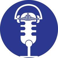 podcast koptelefoon geluid Golf logo ontwerp sjabloon vector