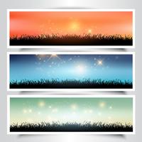 Grasrijke landschapsbanners vector