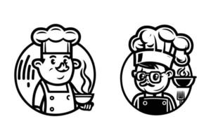 schattig chef logo vector, chef Holding bord in hand- icoon vector