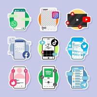 online tech sociaal media sticker reeks vector