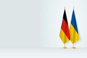 vlaggen van Duitsland en Oekraïne Aan vlag stellage, vergadering tussen twee landen. vector