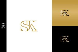 luxe sk brieven. icoon, monogram, minimalistisch, vector, logo ontwerp, sjabloon vector