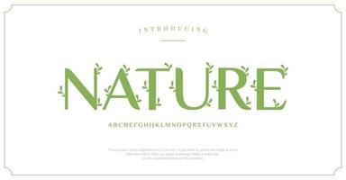 elegant alfabet natuur lettertypen. luxe belettering typografie decoratief concept voor bruiloft uitnodigingen, brieven, tekens, mode en veel meer. vector illustratie