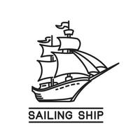 piraat schip ontwerp monoline het zeilen schip vector illustratie