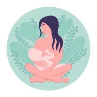 borstvoeding geeft vector illustratie. vector moeder voeden haar baby met borst.