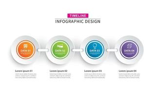 infographics tijdlijn cirkel papier met 4 gegevenssjabloon set vector