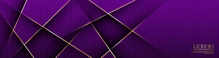 3d Purper luxe abstract achtergrond overlappen lagen Aan donker ruimte met gouden lijnen decoratie. grafisch ontwerp element uitknippen stijl concept voor banier, folder, kaart, brochure omslag, of landen bladzijde vector