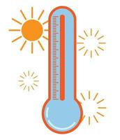 vlak ontwerp heet temperatuur vector icoon, zon, heet temperatuur, thermometer vector geschikt voor markeringen en symbolen