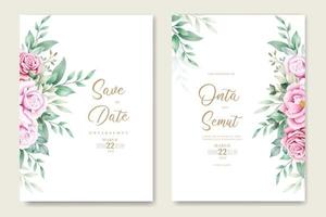 bruiloft uitnodiging kaart met bloemen roos waterverf vector