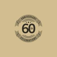 60 jaar verjaardag viering logo vector sjabloon ontwerp illustratie
