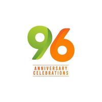 96 jaar verjaardag viering nummer vector sjabloon ontwerp illustratie