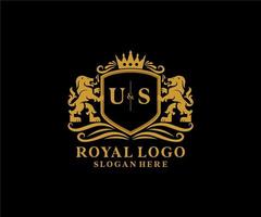 eerste ons brief leeuw Koninklijk luxe logo sjabloon in vector kunst voor restaurant, royalty, boetiek, cafe, hotel, heraldisch, sieraden, mode en andere vector illustratie.