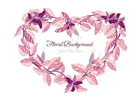 roze bloemen bladeren met hart vorm ornament vector