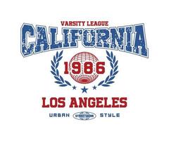 wijnoogst typografie college varsity los angeles Californië staat leuze afdrukken met grunge effect voor grafisch tee t overhemd of sweater - vector