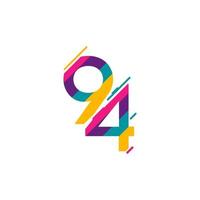 94 jaar verjaardag viering logo vector sjabloon ontwerp illustratie