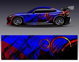 auto wrap ontwerp vector. grafische abstracte streep racen achtergrond kit ontwerpen voor wrap voertuig race auto rally avontuur en livery vector