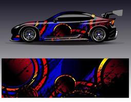 auto wrap ontwerp vector. grafische abstracte streep racen achtergrond kit ontwerpen voor wrap voertuig race auto rally avontuur en livery vector