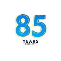 85 jaar uitstekende verjaardag viering blauwe dash vector sjabloon ontwerp illustratie
