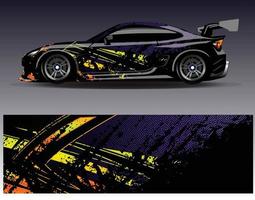 auto wrap ontwerp vector. grafische abstracte streep racen achtergrond kit ontwerpen voor wrap voertuig race auto rally avontuur en livery vector