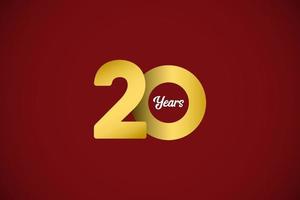 20 jaar verjaardag viering gouden vector sjabloon ontwerp illustratie