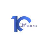 10 jaar verjaardag viering blauwe kleurovergang vector sjabloon ontwerp illustratie