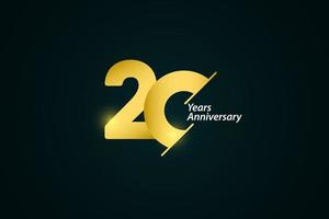 20 jaar verjaardag viering gouden logo vector sjabloon ontwerp illustratie