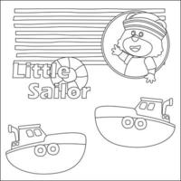 schattig weinig matroos, piraat met tekenfilm stijl. creatief vector kinderachtig ontwerp voor kinderen werkzaamheid kleuren boek of bladzijde.