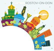 Rostov aan de Don Rusland stad horizon met kleur gebouwen, blauw lucht en kopiëren ruimte. vector illustratie. Rostov aan de Don stadsgezicht met oriëntatiepunten.