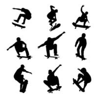 reeks van vector silhouetten van skateboarders