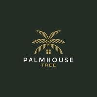 illustratie vector grafisch palm huis boom logo ontwerp minimalistische luxe