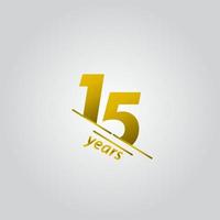 15 jaar verjaardag viering gouden lijn vector sjabloon ontwerp illustratie
