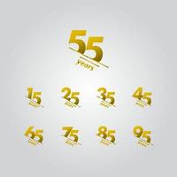 55 jaar verjaardag viering gouden lijn vector sjabloon ontwerp illustratie