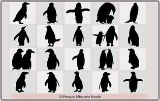 pinguïns silhouet gezet, schattig pinguïn silhouet vector ontwerp illustratie, vector illustratie van een zwart silhouet van een pinguïn.,