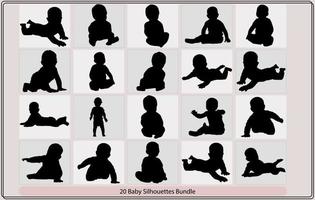 baby kruipen silhouetten set.vector silhouet van schatje, een silhouet van spelen baby, vector