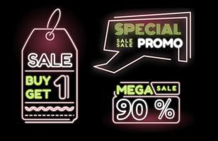 Promo Grote verkoop Korting Neon Banner Vector