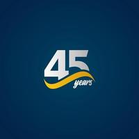 45 jaar verjaardag viering elegante wit geel blauw logo vector sjabloon ontwerp illustratie