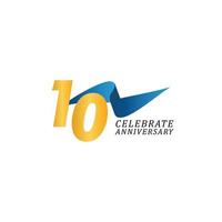 10 jaar verjaardag viering elegante lint vector sjabloon ontwerp illustratie