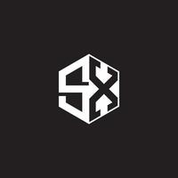 sx logo monogram zeshoek met zwart achtergrond negatief ruimte stijl vector
