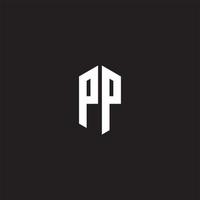 pp logo monogram met zeshoek vorm stijl ontwerp sjabloon vector