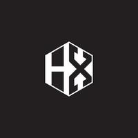 hx logo monogram zeshoek met zwart achtergrond negatief ruimte stijl vector