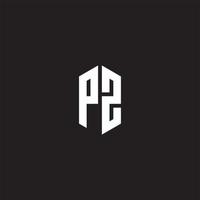 pz logo monogram met zeshoek vorm stijl ontwerp sjabloon vector