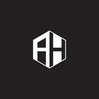 Ah logo monogram zeshoek met zwart achtergrond negatief ruimte stijl vector