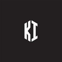 ki logo monogram met zeshoek vorm stijl ontwerp sjabloon vector