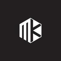 mk logo monogram zeshoek met zwart achtergrond negatief ruimte stijl vector