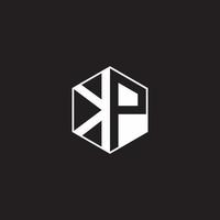 kp logo monogram zeshoek met zwart achtergrond negatief ruimte stijl vector