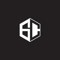 gc logo monogram zeshoek met zwart achtergrond negatief ruimte stijl vector
