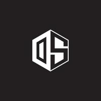 os logo monogram zeshoek met zwart achtergrond negatief ruimte stijl vector